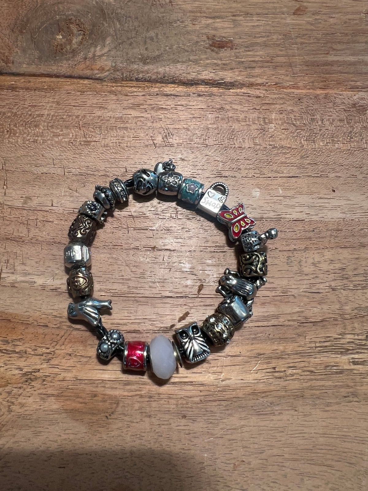 Pandora zwarte armband met 19 bedeltjes, Ophalen of Verzenden, Zo goed als nieuw