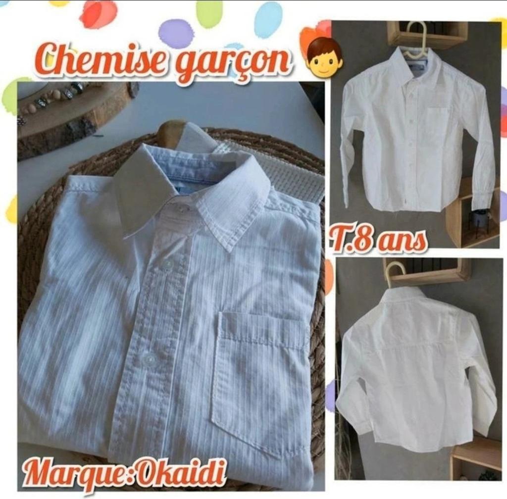 Chemise ML pour garçon -blanche-Okaidi-T.8 ans, Garçon, Enlèvement ou Envoi, Okaidi, Chemise ou Chemisier