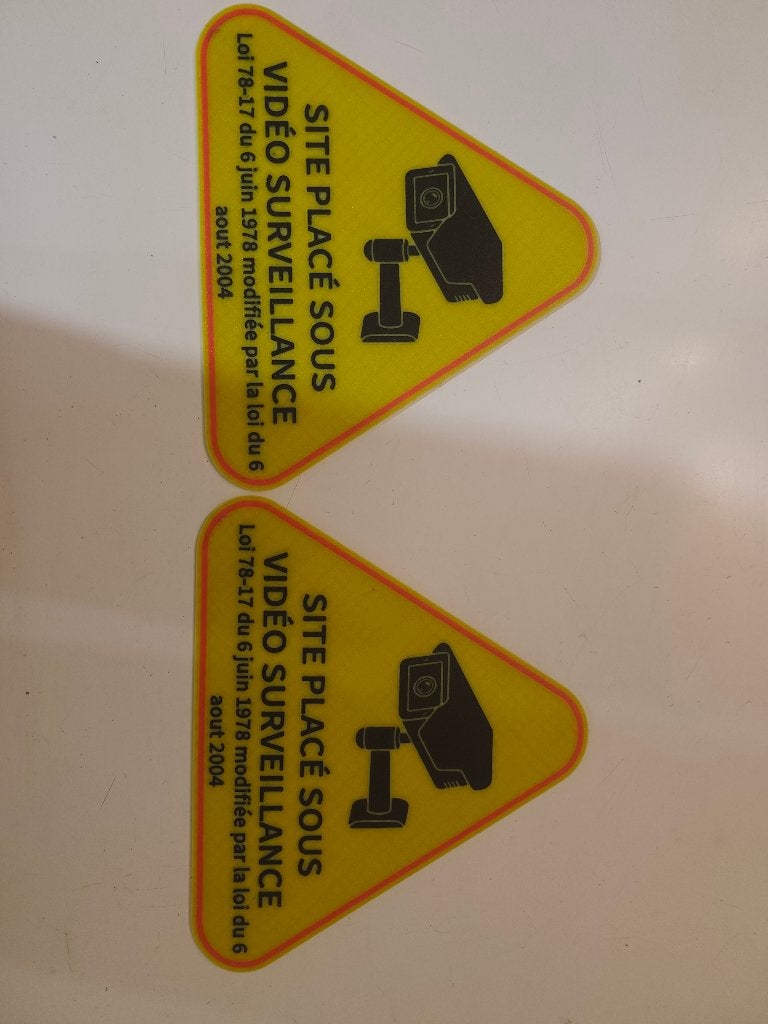 2 Panneaux de signalisation jaune vidéo surveillance, Audio, Tv en Foto, Videobewaking, Ophalen of Verzenden, Nieuw