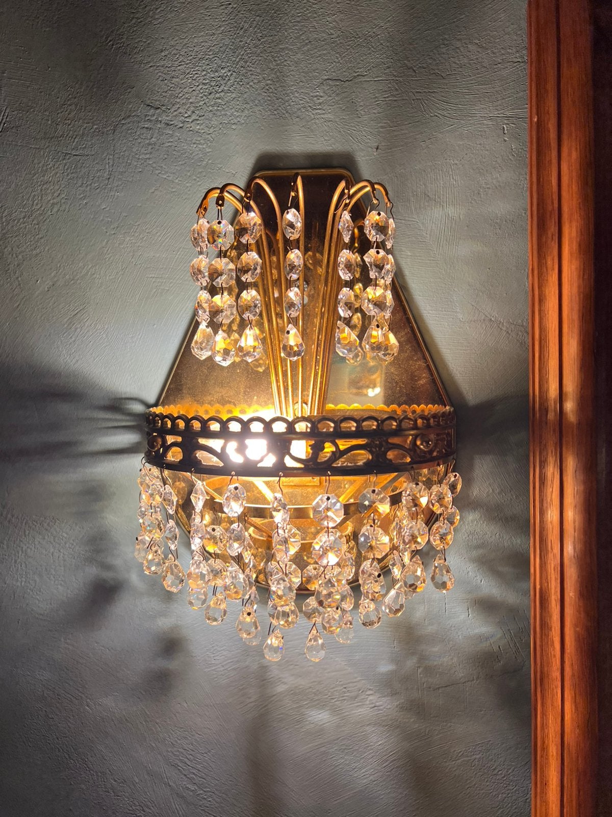 2 wandlusters in kristal, Maison & Meubles, Lampes | Appliques, LED, Comme neuf, Verre, Enlèvement