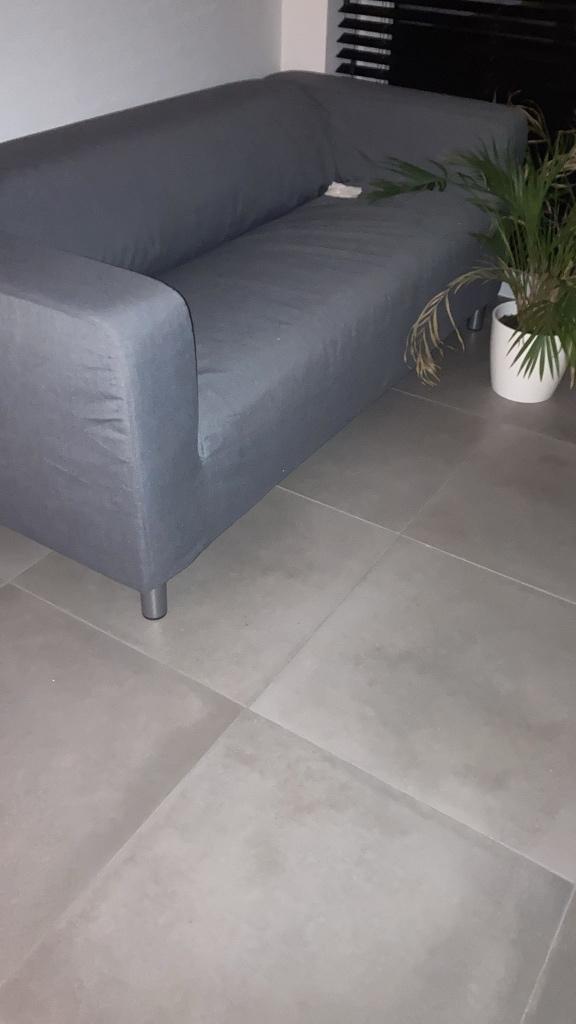 grijze stoffen zetel, Huis en Inrichting, Fauteuils, Ophalen, Minder dan 75 cm, 125 cm of meer, Zo goed als nieuw
