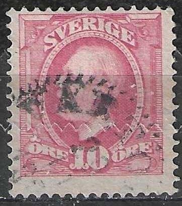 Suède 1891/1913 - Yvert 43a - Roi Oscar II - 10 heures (ST), Envoi, Suède, Affranchi
