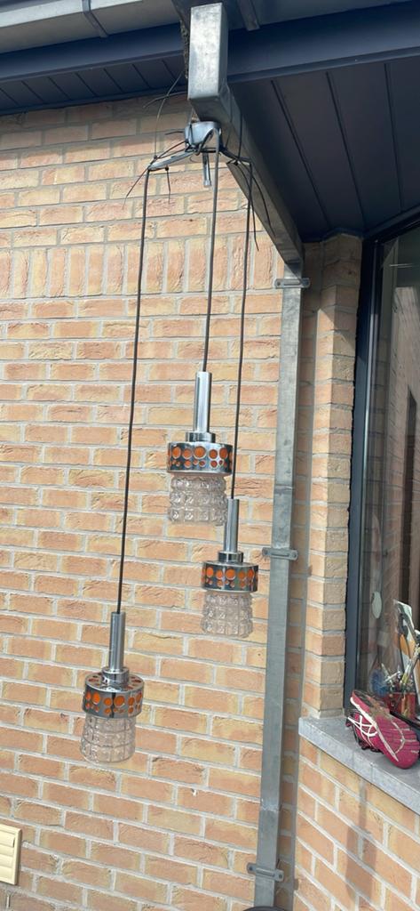 Vintage rétro suspension luminaire verre chromé « cascade », Antiquités & Art, Antiquités | Éclairage, Enlèvement ou Envoi