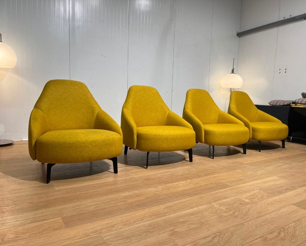 ÉTAT NEUF 4x Leolux Jill fauteuil jaune, Maison & Meubles, Fauteuils, 75 à 100 cm, Design Fauteuils Leolux, Enlèvement ou Envoi