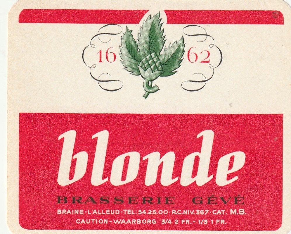 bieretiket brasserie Gévé : Blonde, Collections, Envoi, Utilisé, Autres types, Autres marques