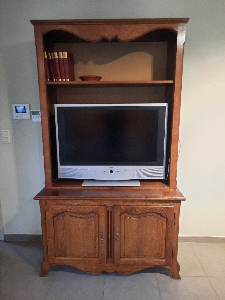 Twee klassieke identieke kasten (boeken- en TV-kast) in eik, Antiek en Kunst, Ophalen