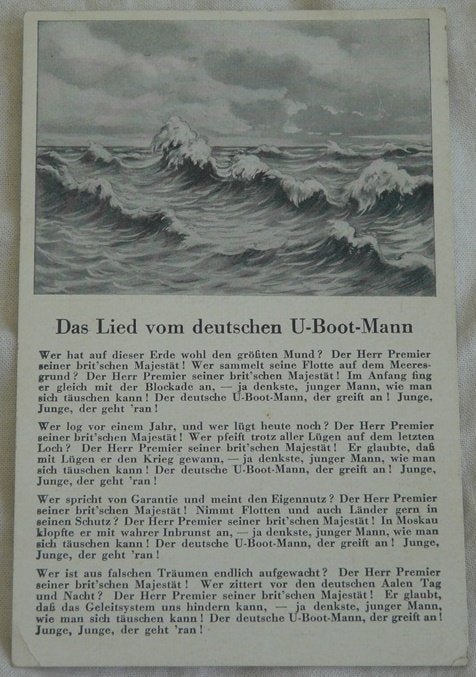 Postkaart, Das Lied vom deutschen U-Boot-Mann, 1940s.(1), Ophalen of Verzenden, 1940 tot 1960, Ongelopen, Politiek en Historie