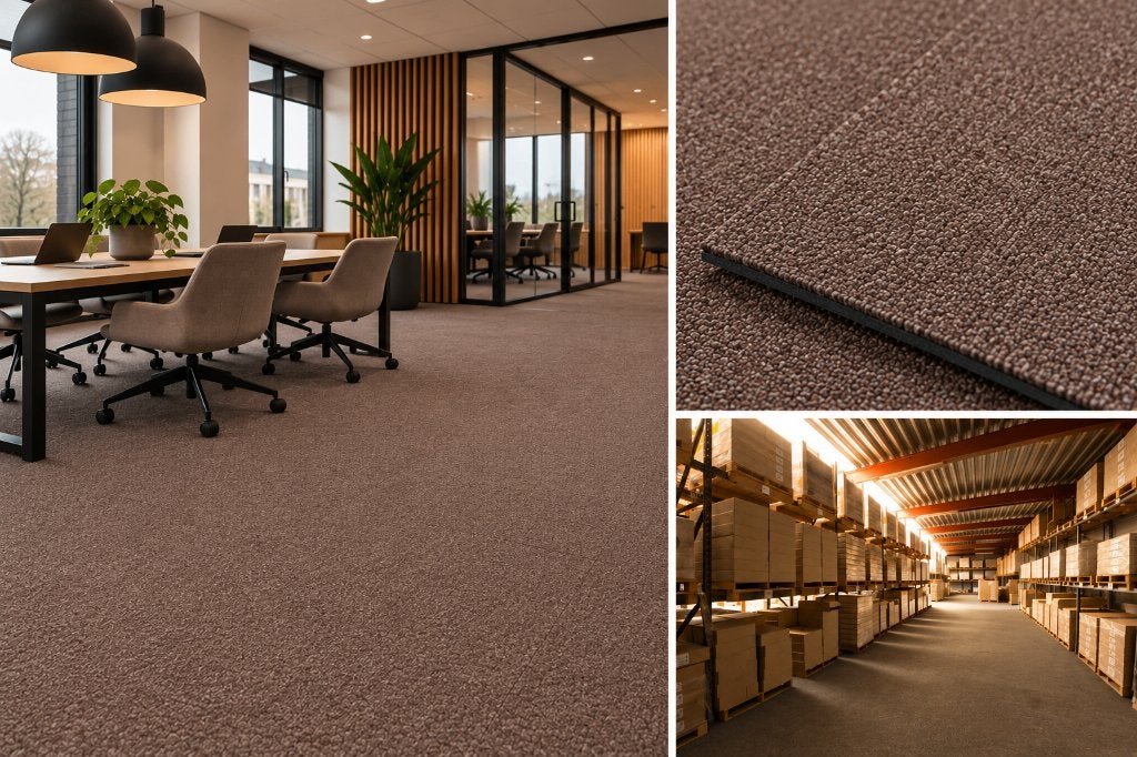 1.442 m² Tecsom tapijttegels bruin – zware projectkwaliteit, Huis en Inrichting, Ophalen, Bruin, 75 m² of meer, Nieuw
