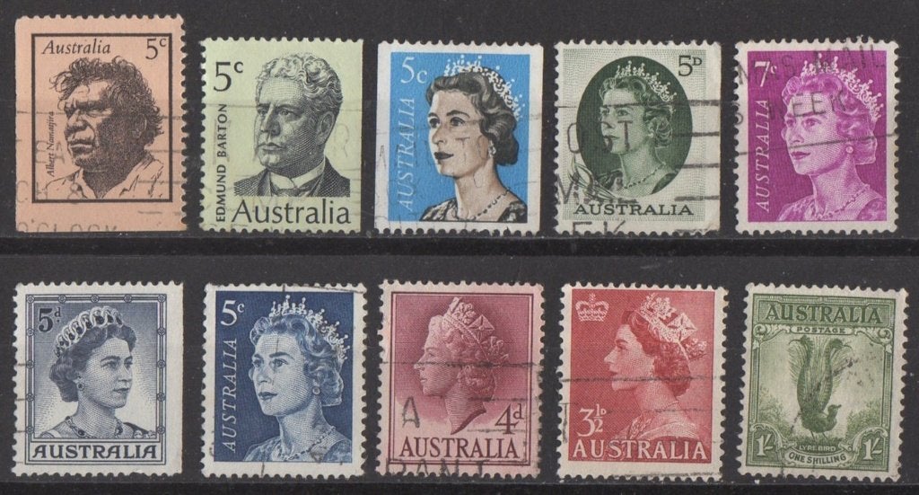 Australië - 10 zegels klein formaat, Timbres & Monnaies, Enlèvement ou Envoi, Affranchi