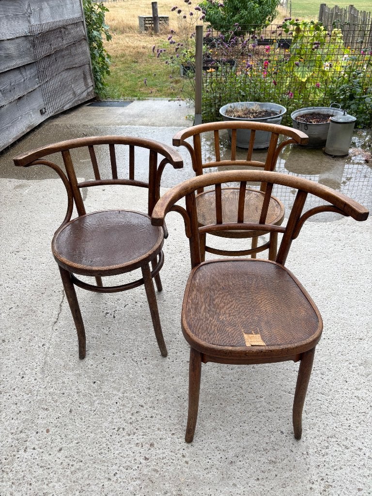 3 caféstoelen, Huis en Inrichting, Stoelen, Ophalen, Gebruikt, Hout, Drie