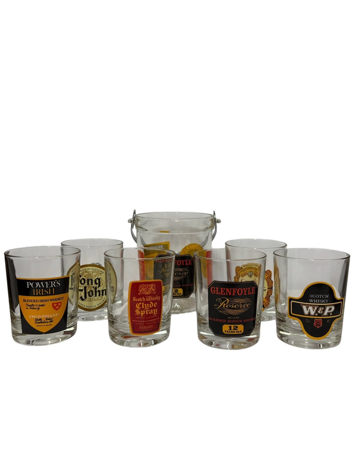 Vintage whiskyglazen set met ijsemmer, Ophalen, Zo goed als nieuw