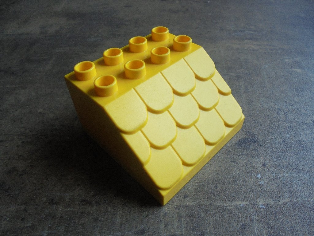 Lego Duplo Brick 4x4x2 Slope with Shingles (zie foto's) 2, Ophalen of Verzenden, Gebruikt, Losse stenen, Duplo