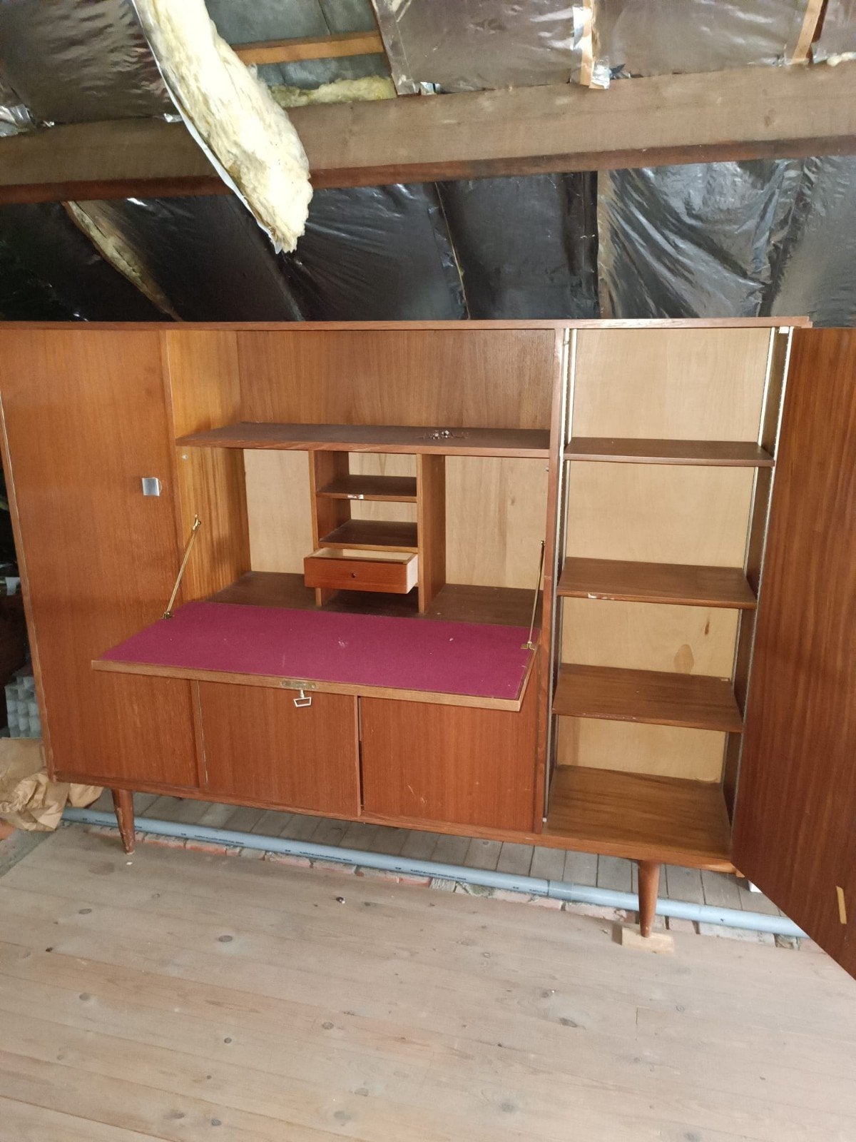 Vintage mid century teak bureaukast en secretaire, Antiek en Kunst, Antiek | Meubels | Kasten, Ophalen