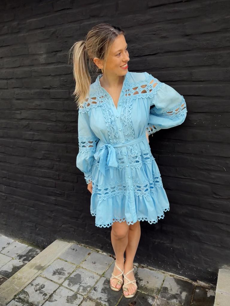 Broderie jurk Choklate Parid, Kleding | Dames, Jurken, Maat 38/40 (M), Blauw, Nieuw, Ophalen of Verzenden