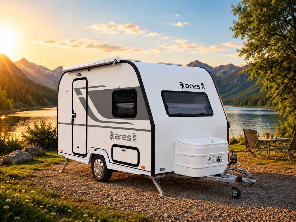✅CARAVAN ARES 330 • 2025 • NIEUW • 4 PERSOONS • 710KG • ALKO, Caravans en Kamperen, Overige merken, Schokbreker, Bedrijf, 4 tot 5 meter