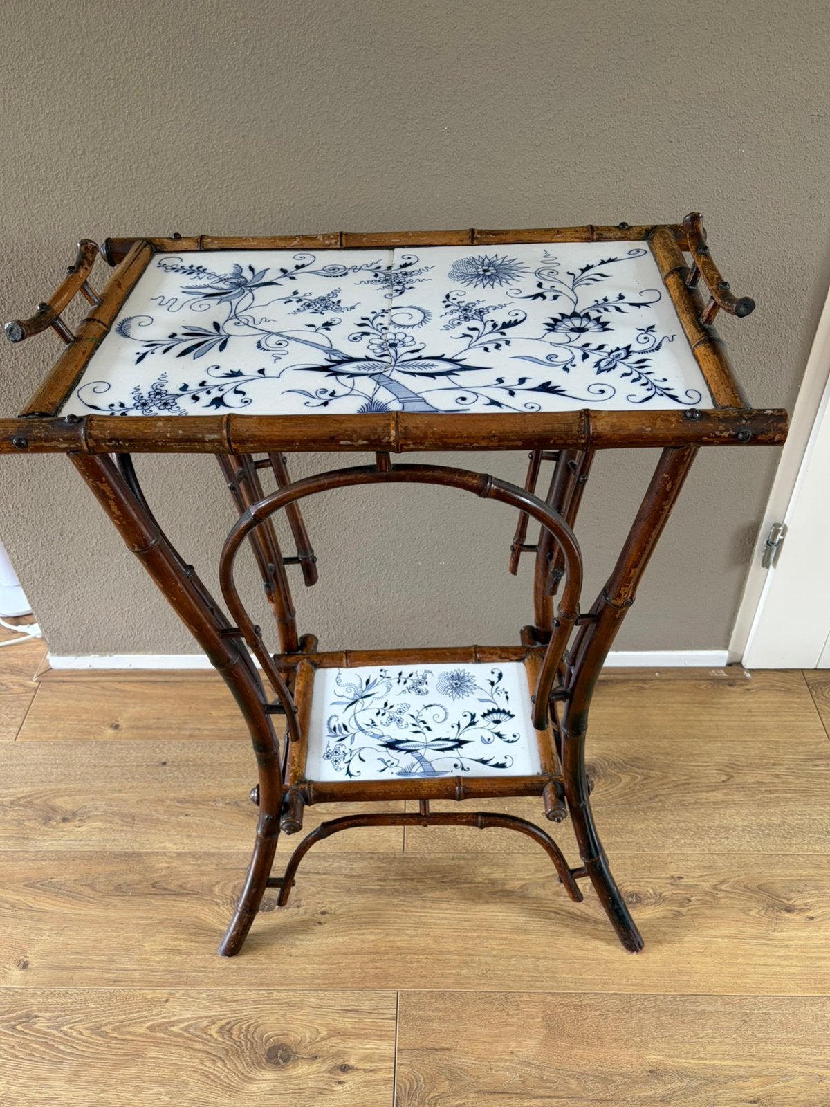 Antiek Victoriaans faux bamboo theetafel plamtentafel, Ophalen