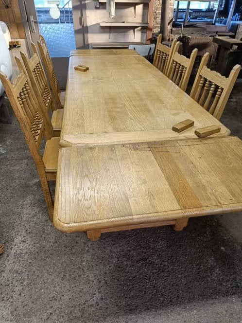 Eetplaats gezandstraald/tafel/6 stoelen/dressoir, Ophalen, Gebruikt, Klassiek, 4 tot 6 stoelen