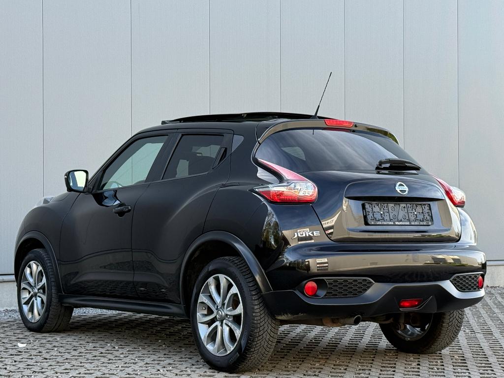 Nissan Juke 1.2 DIG-T 2WD Opendak 360Camera Keyless DodeH, Auto's, Nissan, Voorwielaandrijving, 4 cilinders, Zwart, Leder