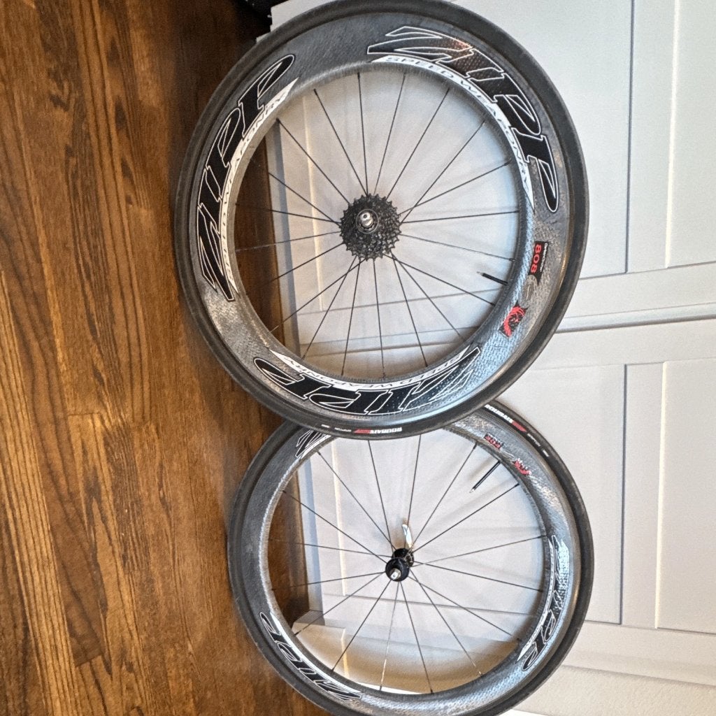 Paire de roues en carbone Zipp 404 et roue arrière 808 700C, Zipp, Enlèvement ou Envoi, Utilisé, Carbone