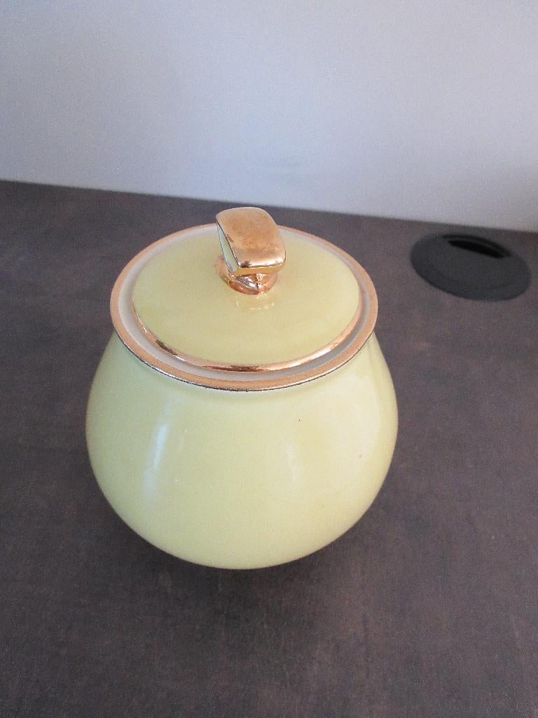 Ancien sucrier KERALUX Boch Frères couleur jaune et doré, Antiquités & Art, Enlèvement