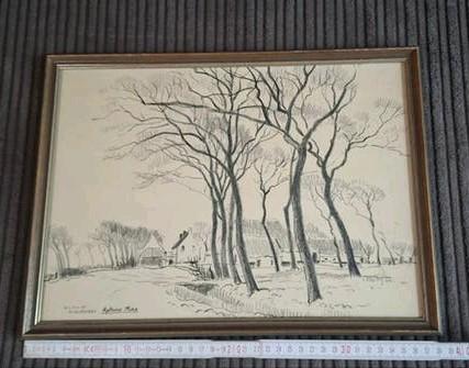 Ingekaderde pentekening Alphonse Mora "Zuienkerke", Ophalen