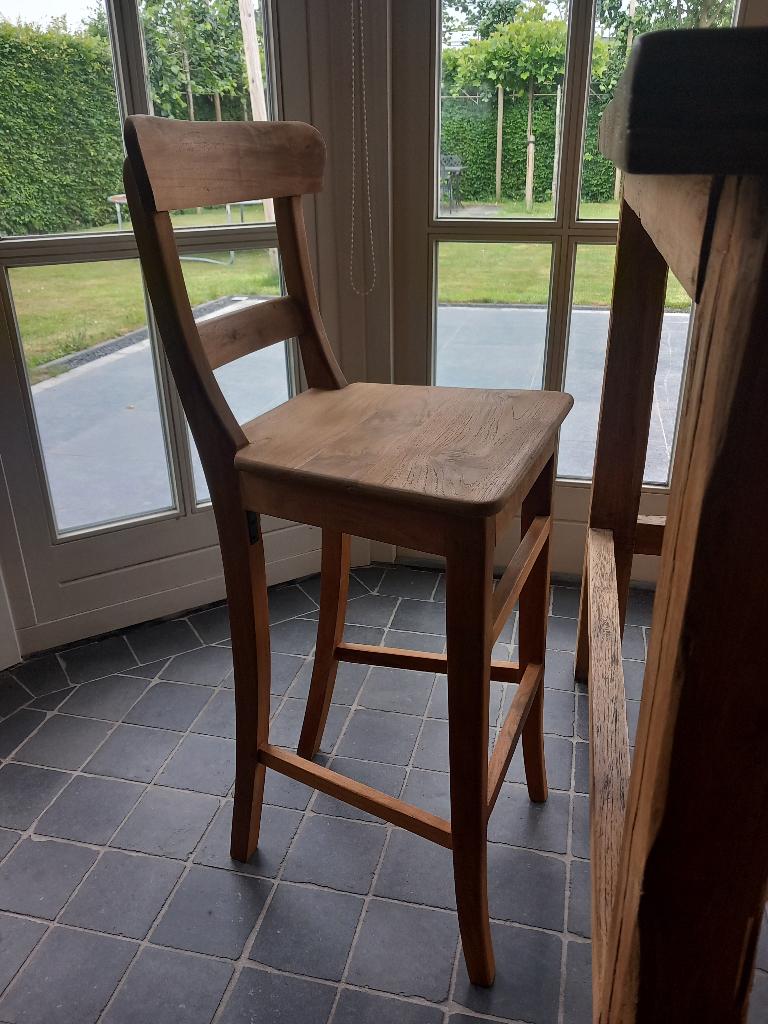 7 landelijke barkrukken krukken- oud reclaimed teak, Ophalen, 5 krukken of meer, Met voetsteun, Zo goed als nieuw