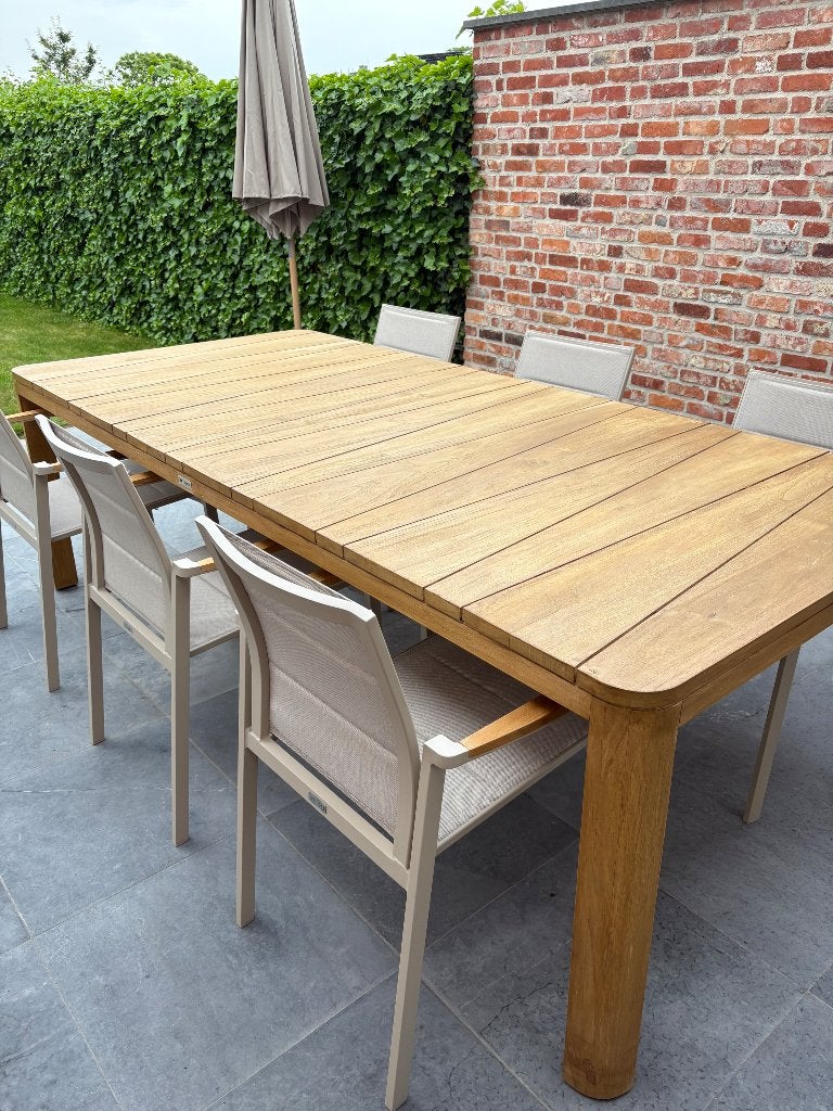 Tuintafel teak Callisto outdoor, Tuin en Terras, Tuintafels, Ophalen, Zo goed als nieuw, Rechthoekig, Teakhout