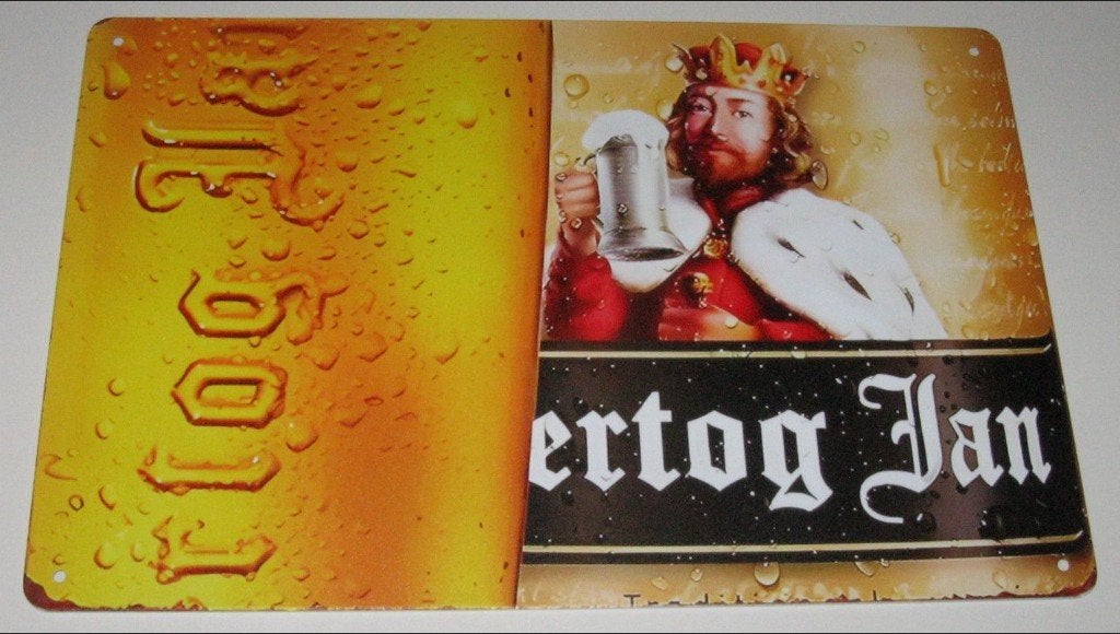 HERTOG JAN BIER : Metalen Bord Hertog Jan - Glas & Hertog, Verzamelen, Verzenden, Nieuw, Reclamebord, Plaat of Schild, Hertog Jan