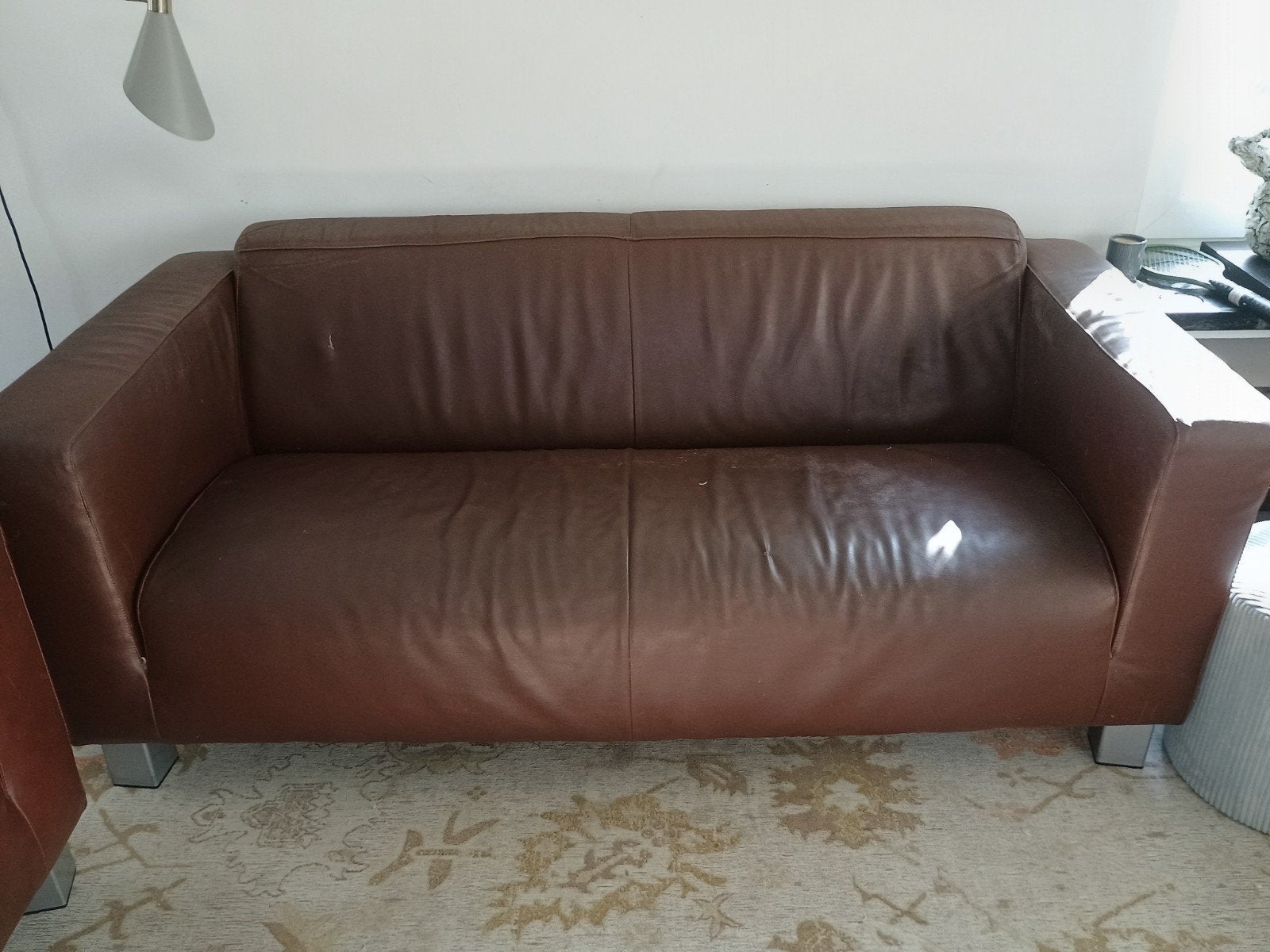 leder fauteuil 3 personen, Maison & Meubles, Canapés | Salons, Enlèvement, Utilisé, Trois personnes, Cuir