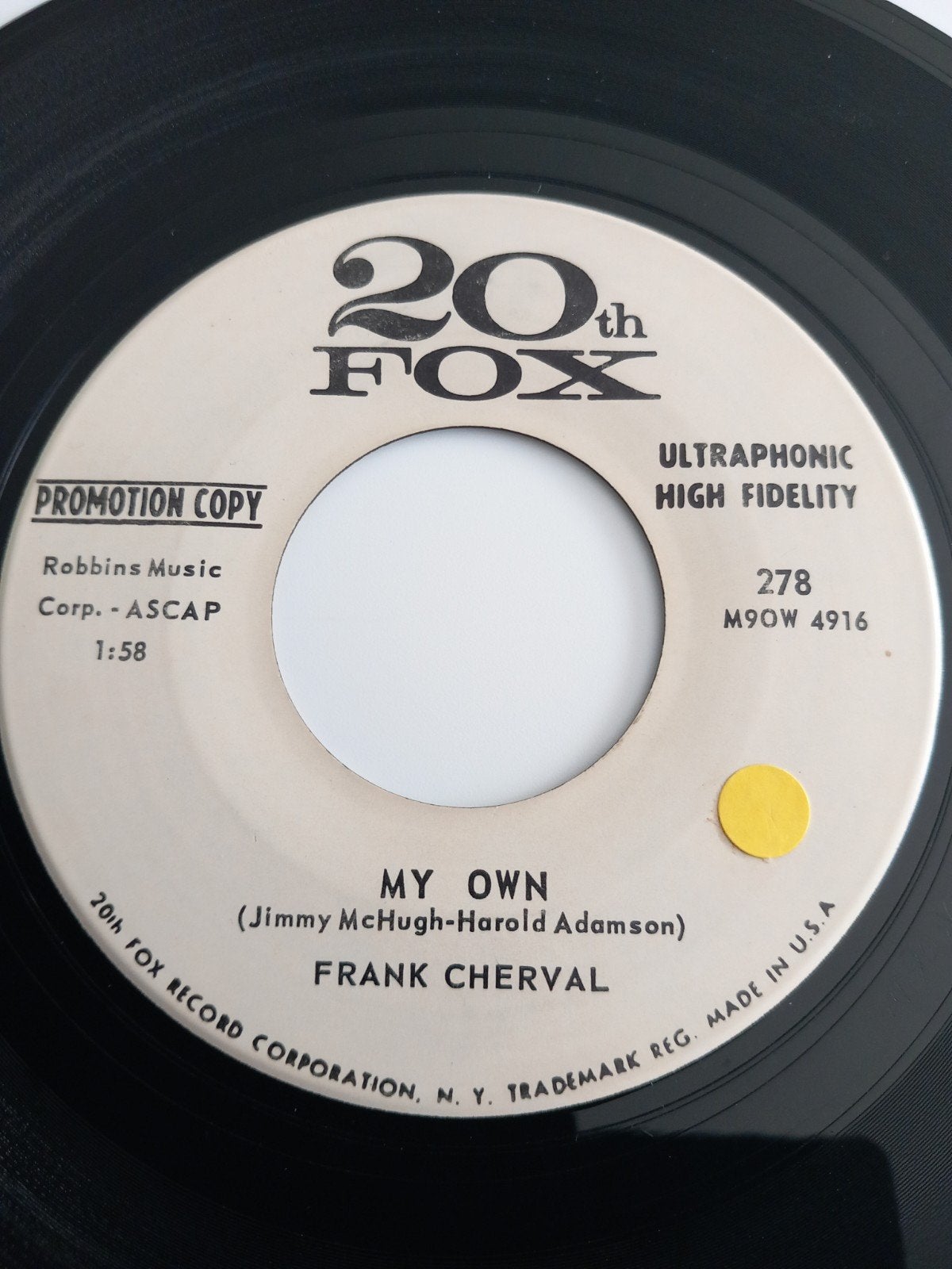 FRANK CHERVAL. MY OWN. 1961 OLDIES USA 45T, Enlèvement ou Envoi