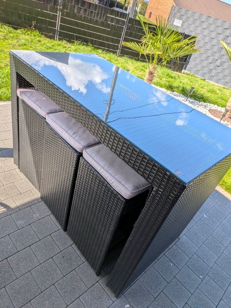 Table et tabourets de jardin, Tuin en Terras, Ophalen, Gebruikt, Rechthoekig, Kunststof