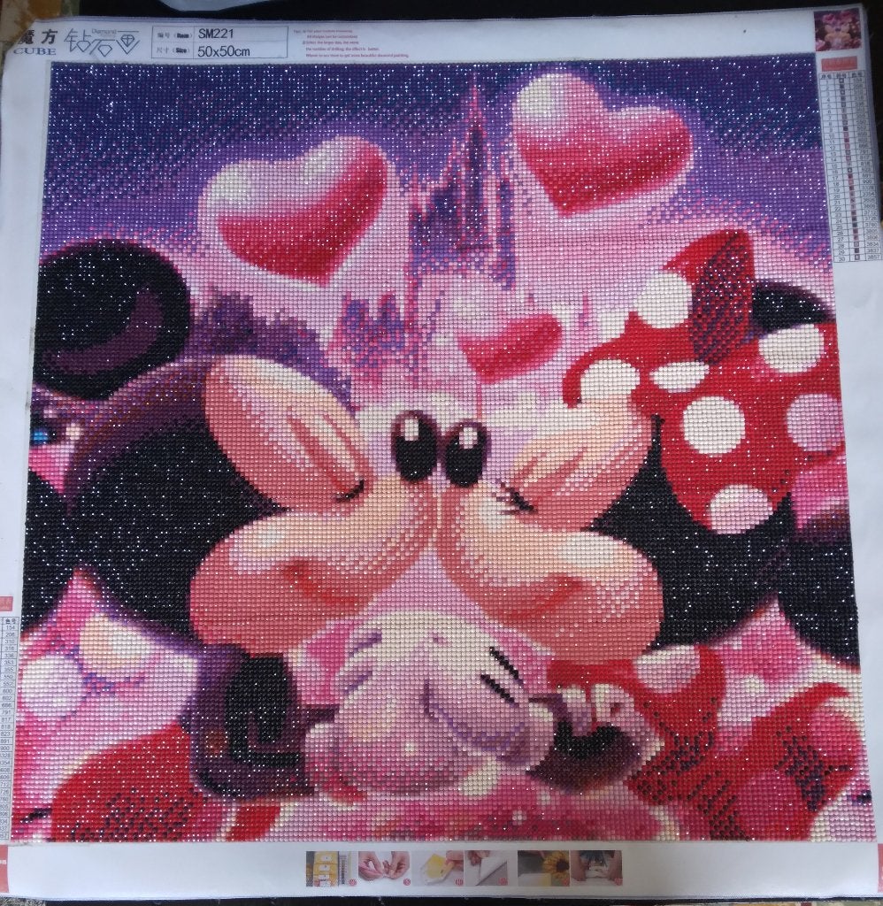 Diamondpainting mikey en mini gemaakt, Ophalen of Verzenden, Nieuw