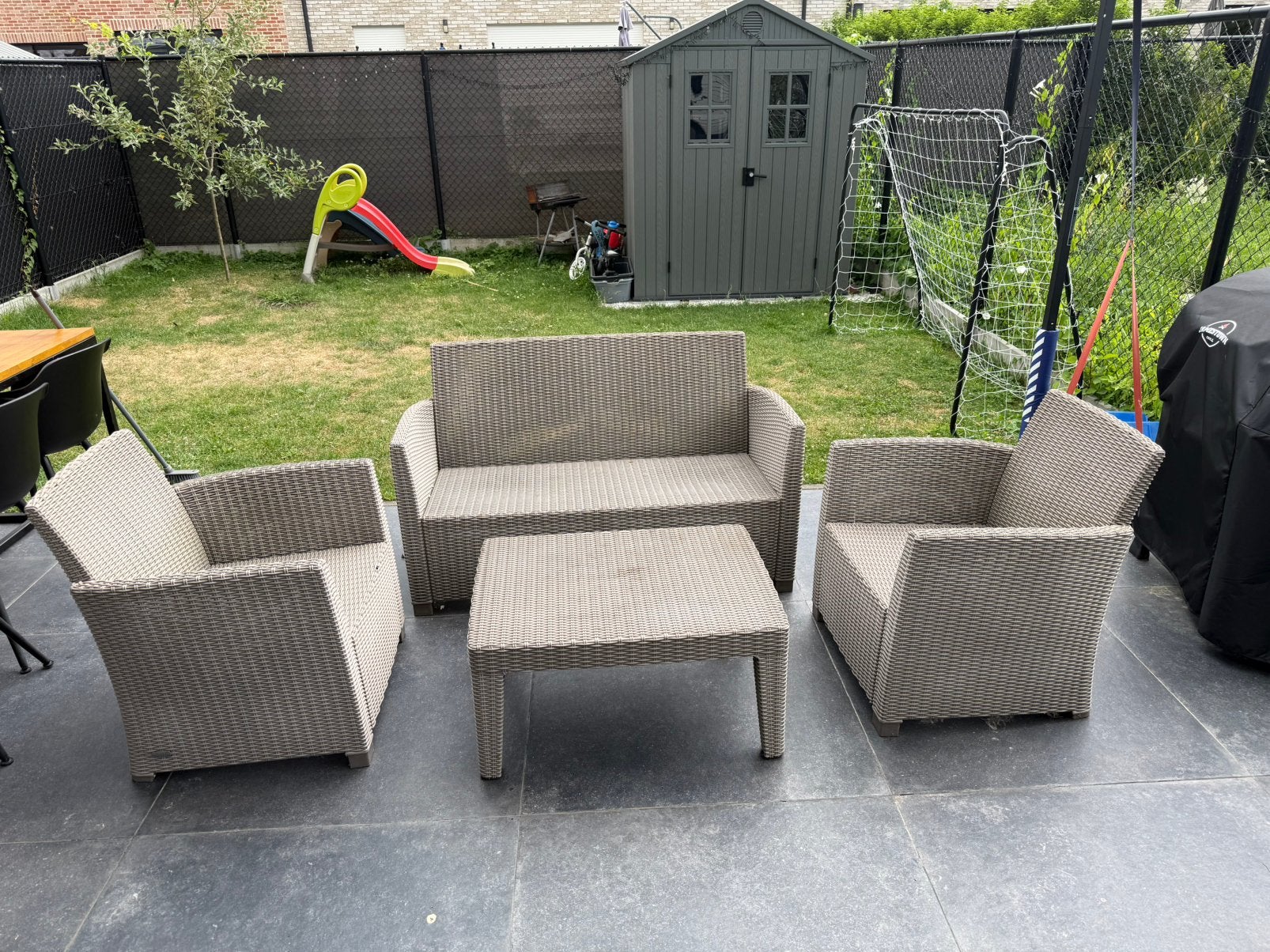 Allibert loungeset 4-delig – wicker – goede staat, Jardin & Terrasse, Ensembles de jardin, Utilisé, Sets de jardin, Synthétique