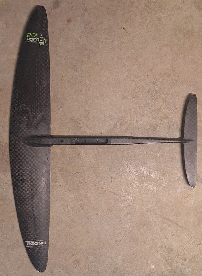 Gong Fluid H V2 L front 1250cm2 en 38 stab, alu fuselage, Watersport en Boten, Wingsurfen, Ophalen, Zo goed als nieuw, Wingsurf-hydrofoil