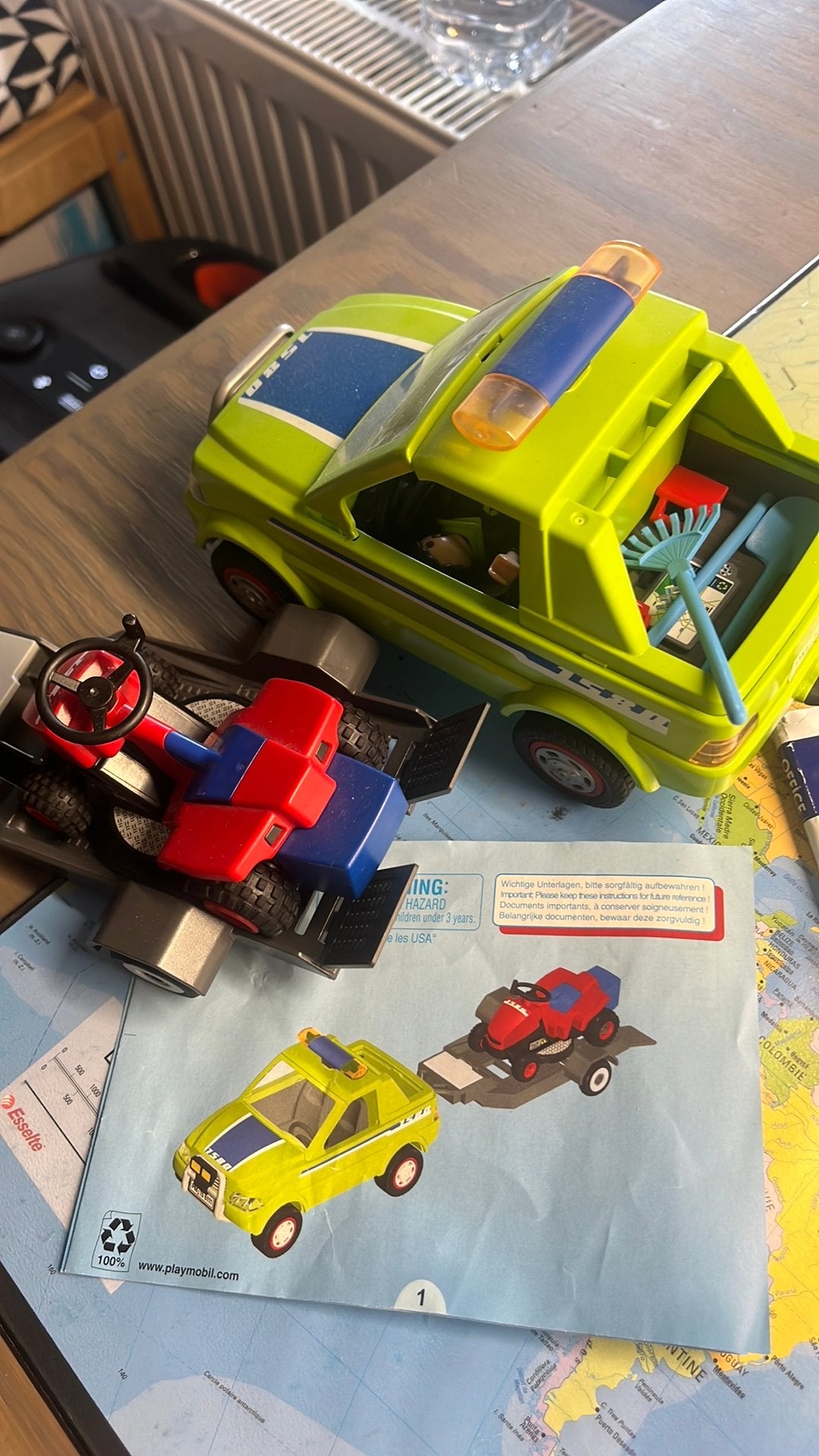 Playmobil voiture + tracteur tondeuse, Ophalen of Verzenden, Zo goed als nieuw