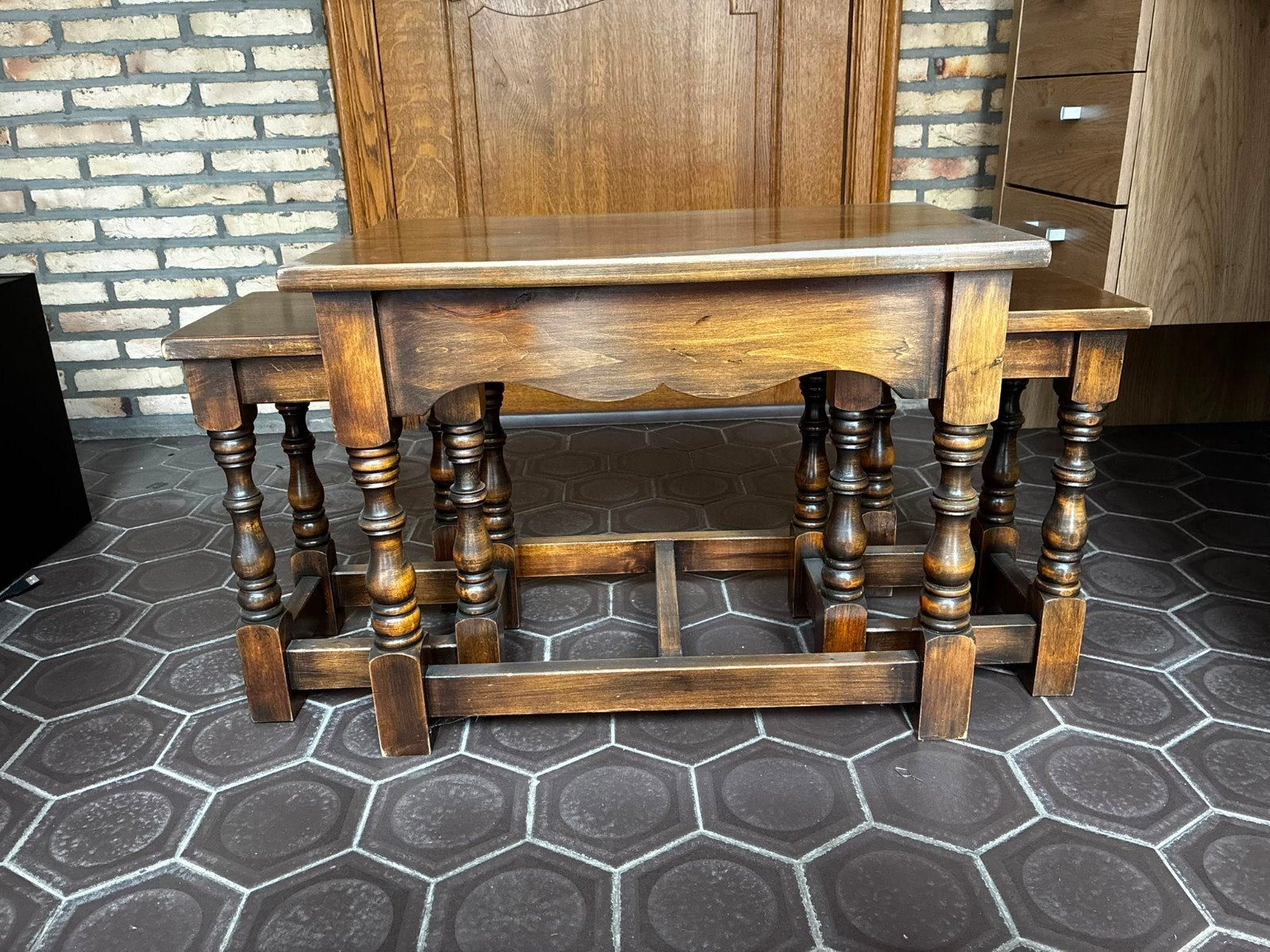 Bijzettafels 3-delig, Ophalen, Gebruikt, Rechthoekig, Hout