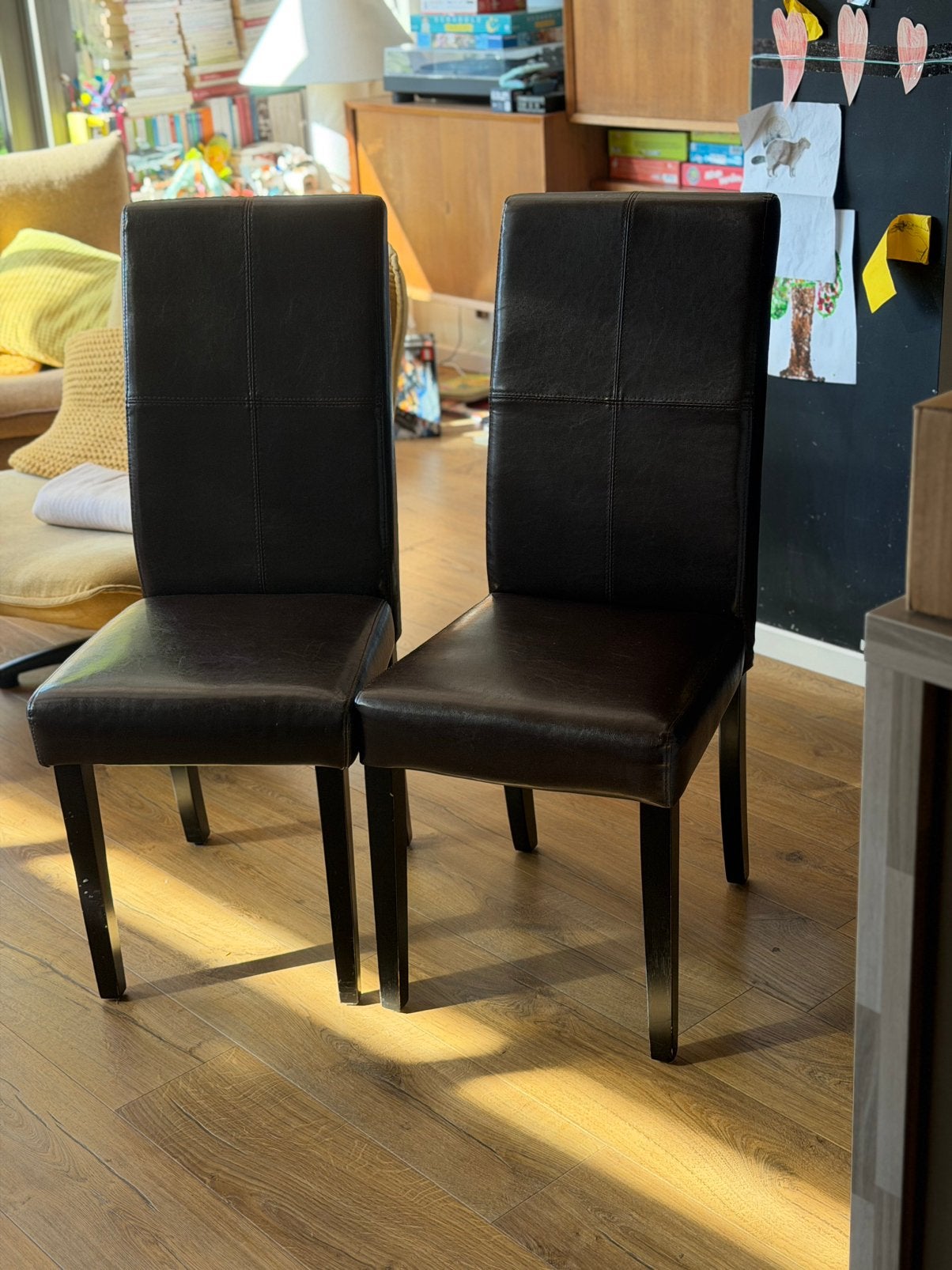 Lot de 6 chaises cuir marron, Maison & Meubles, Chaises, Utilisé, Cinq, Six Chaises ou plus, Bois, Brun, Enlèvement