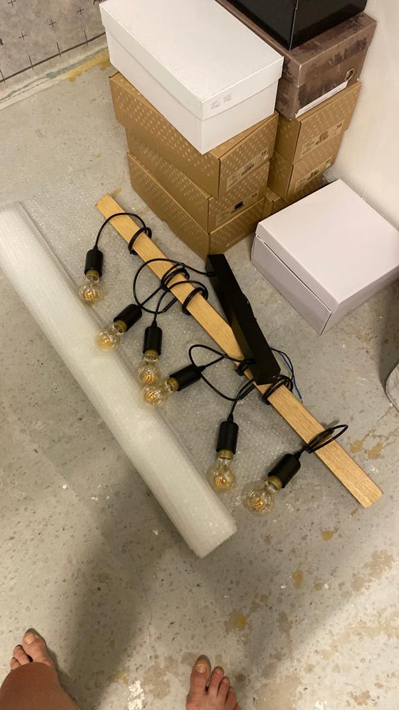 Hanglamp hout, Huis en Inrichting, Woonaccessoires | Wijnrekken, Ophalen, Zo goed als nieuw, Hout