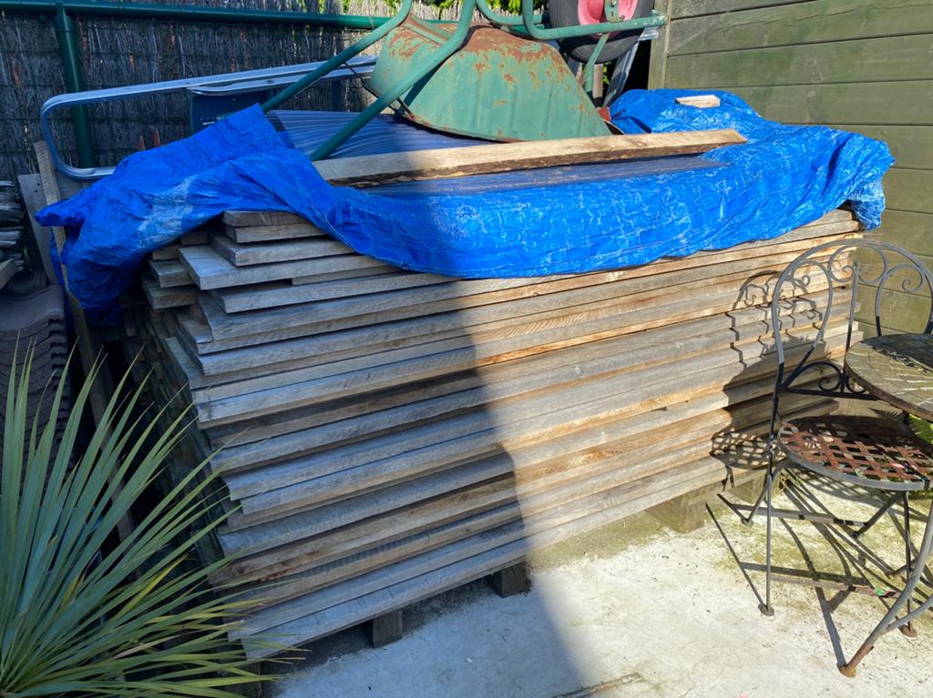 Eiken planken, Doe-het-zelf en Bouw, Hout en Planken, Ophalen, 25 tot 50 mm, Eiken, Zo goed als nieuw