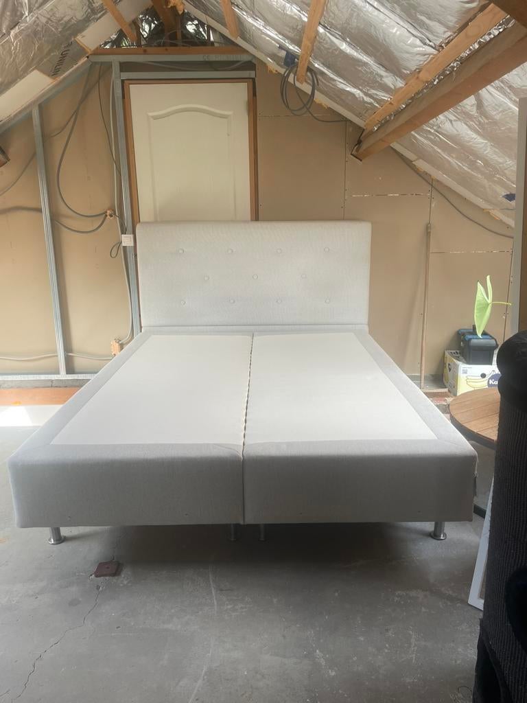 Boxspring 160x200 - Beige (zonder matras), Ophalen, Gebruikt, Beige, Tweepersoons