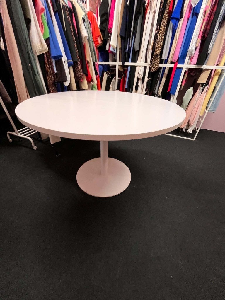 Witte ronde tafel, Huis en Inrichting, Ophalen, Gebruikt, Vier personen, Rond