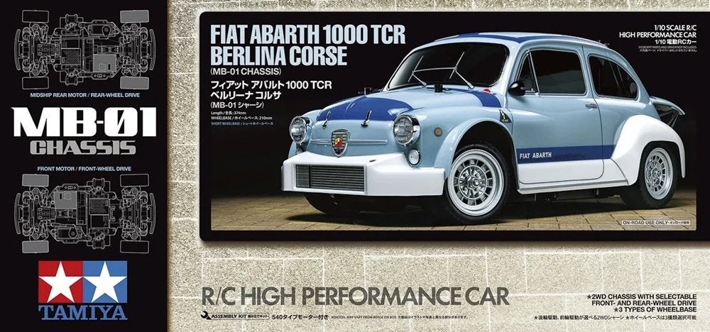 1/10 RC Fiat Abarth 1000TCR Tamiya 58721, Hobby & Loisirs créatifs, Neuf, Échelle 1:10, Voiture on road, Électro