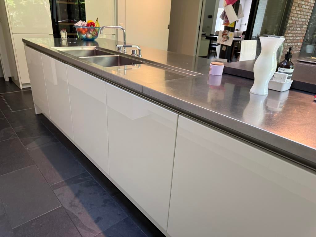 Strakke keuken Rvs werkblad, Ophalen, Gebruikt, Staal of Inox, Wit