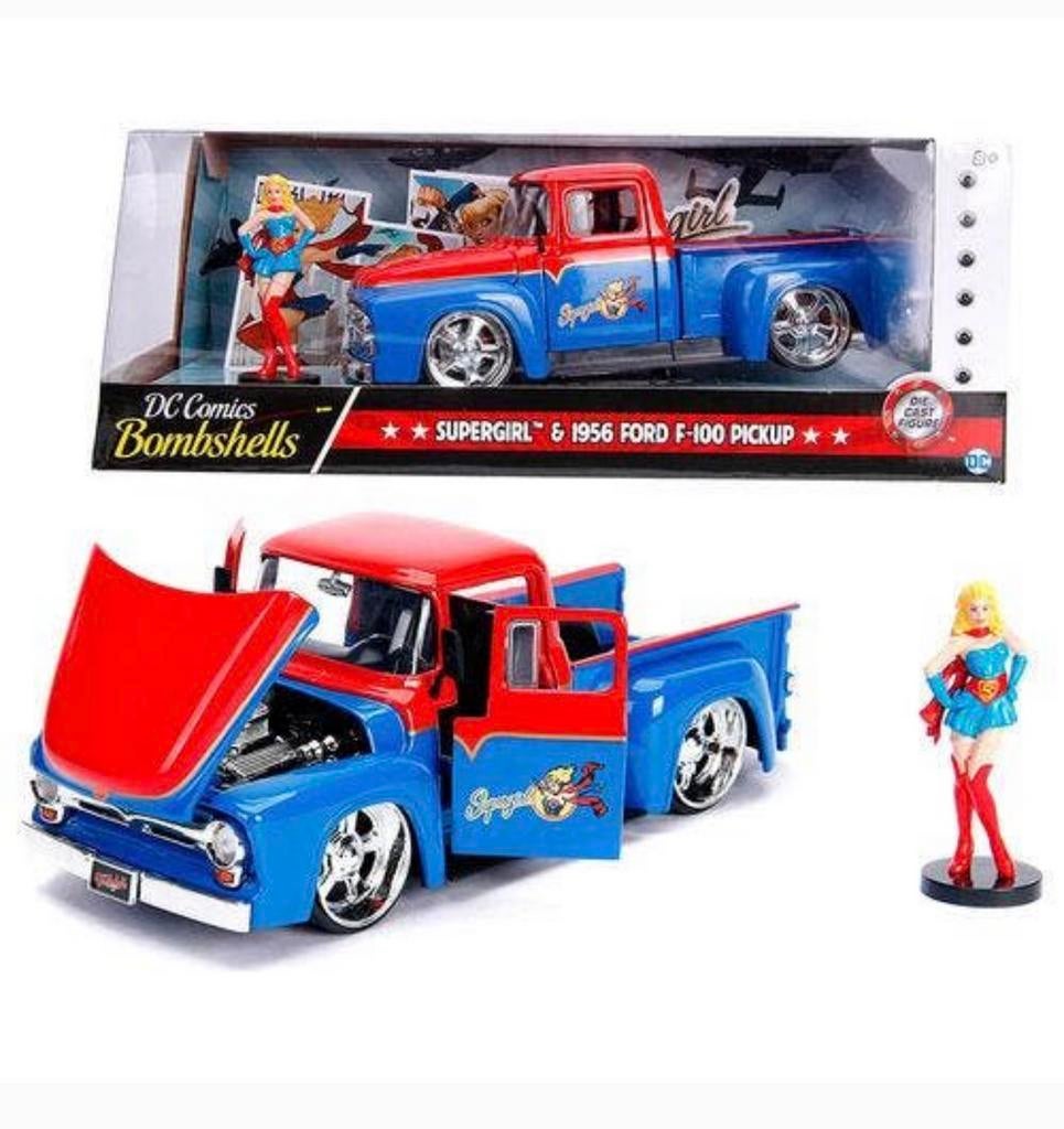 Ford F-100 Pick Up 1956 Supergirl DC-Comics Bombshells 1:24, Ophalen of Verzenden, Nieuw, Auto, Jada