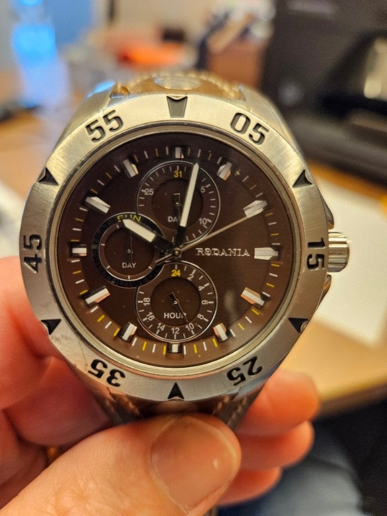 rodania chronograph, Handtassen en Accessoires, Horloges | Heren, Ophalen, Staal, Polshorloge, Leer