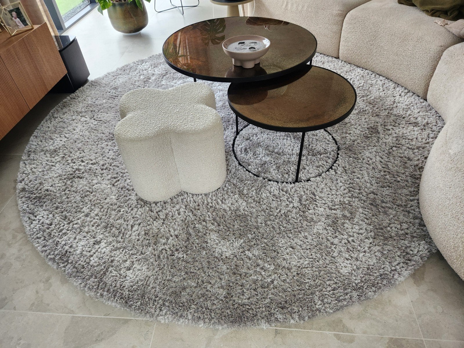 Rond tapijt 250 cm grijs - Floorpassion Ross 21, Maison & Meubles, 200 cm ou plus, Gris, Rond, Enlèvement