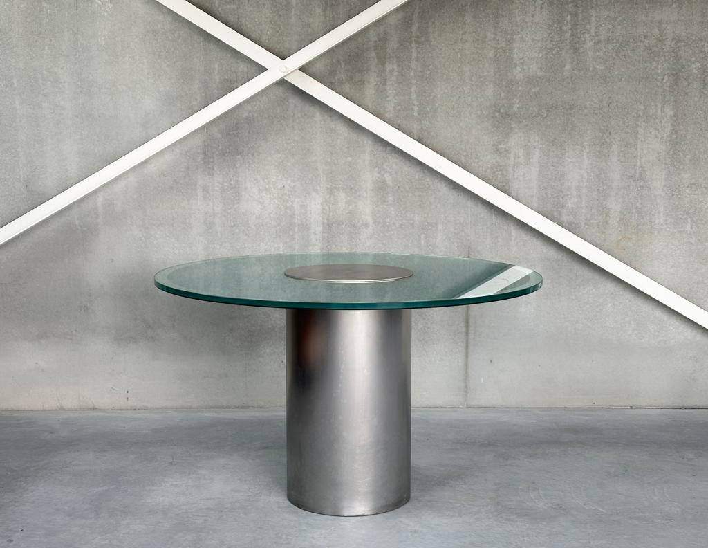 Vintage inox eetkamertafel 1980s, Antiquités & Art, Antiquités | Meubles | Tables, Enlèvement