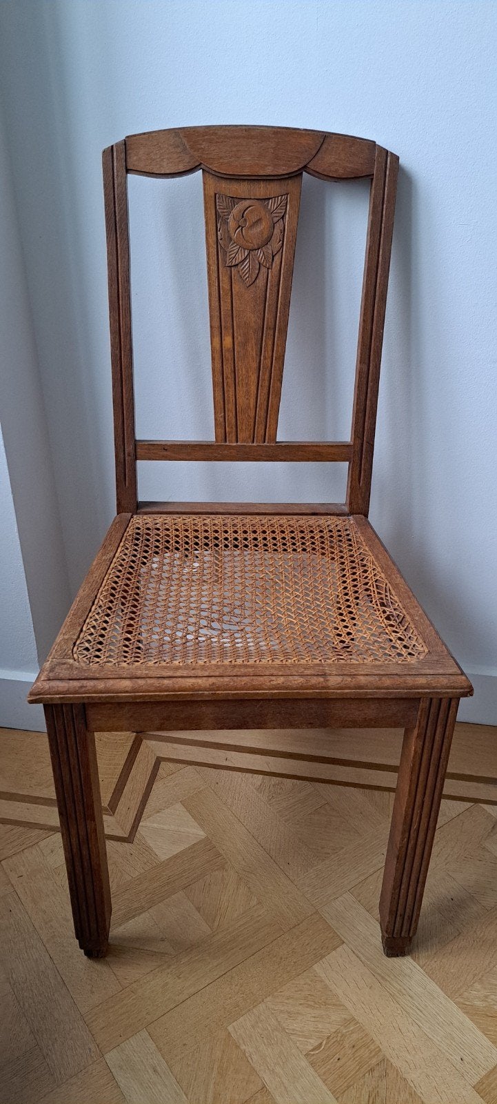 Chaise ancienne en bois et cannage – Style Art Déco/Vintage, Antiquités & Art, Enlèvement