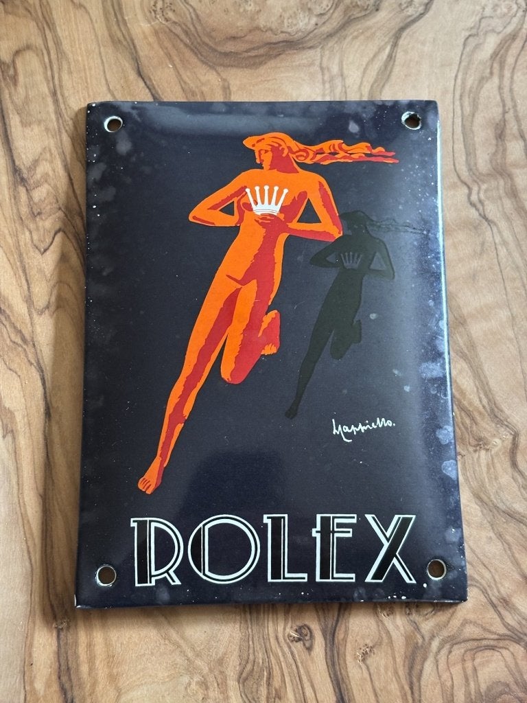 Plaque émaillée Rolex 14 cm sur 10 cm, Collections, Enlèvement, Comme neuf, Panneau publicitaire