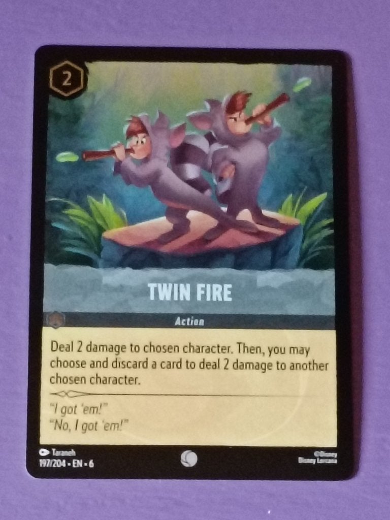 Disney lorcana kaart: twin fire., Collections, Disney, Enlèvement ou Envoi, Autres personnages, Neuf, Papier, Carte ou Papeterie